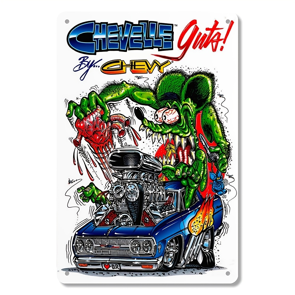 Vintage Collectible Show - งานศิลปะติดผนังโลหะ Hot Rod Rat Fink Racing,