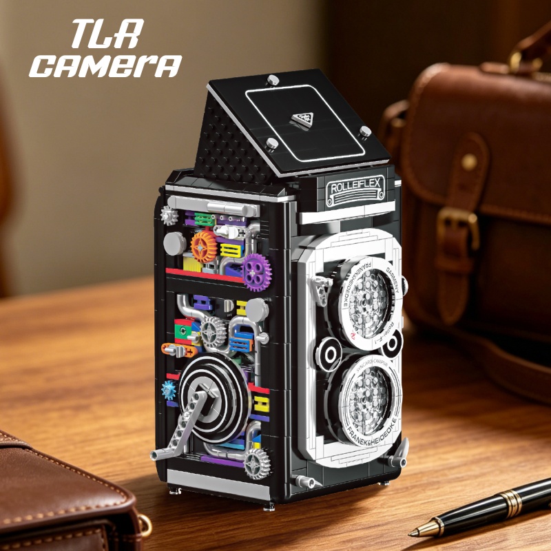 Collectible Vintage Cameras - ชุดตัวต่อกล้องวินเทจเลนส์คู่ขายดี ชุดตัวต่อสะสมกล้องวินเทจพร้อมเกียร์กลไกที่มองเห็นได้