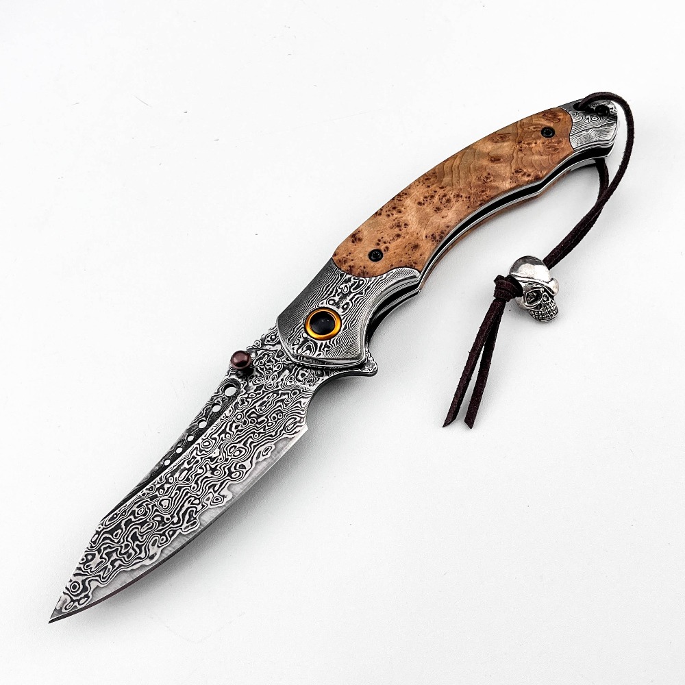 Vintage Collectible Knife - มีดพับลายดามัสกัส ความแข็งสูง สไตล์วินเทจ ของสะสม ของตกแต่ง สำหรับเป็นของขวัญ