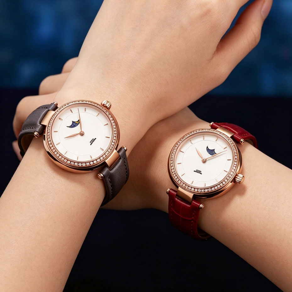 Vintage Watch Crystal - นาฬิกาปักกิ่ง นาฬิกาวินเทจ นาฬิกาผู้หญิง นาฬิกาโครงกระดูก นาฬิกาดีไซเนอร์ นาฬิกาอัตโนมัติแสดงเวลาปักกิ่งทั้งกลางวันและกลางคืน