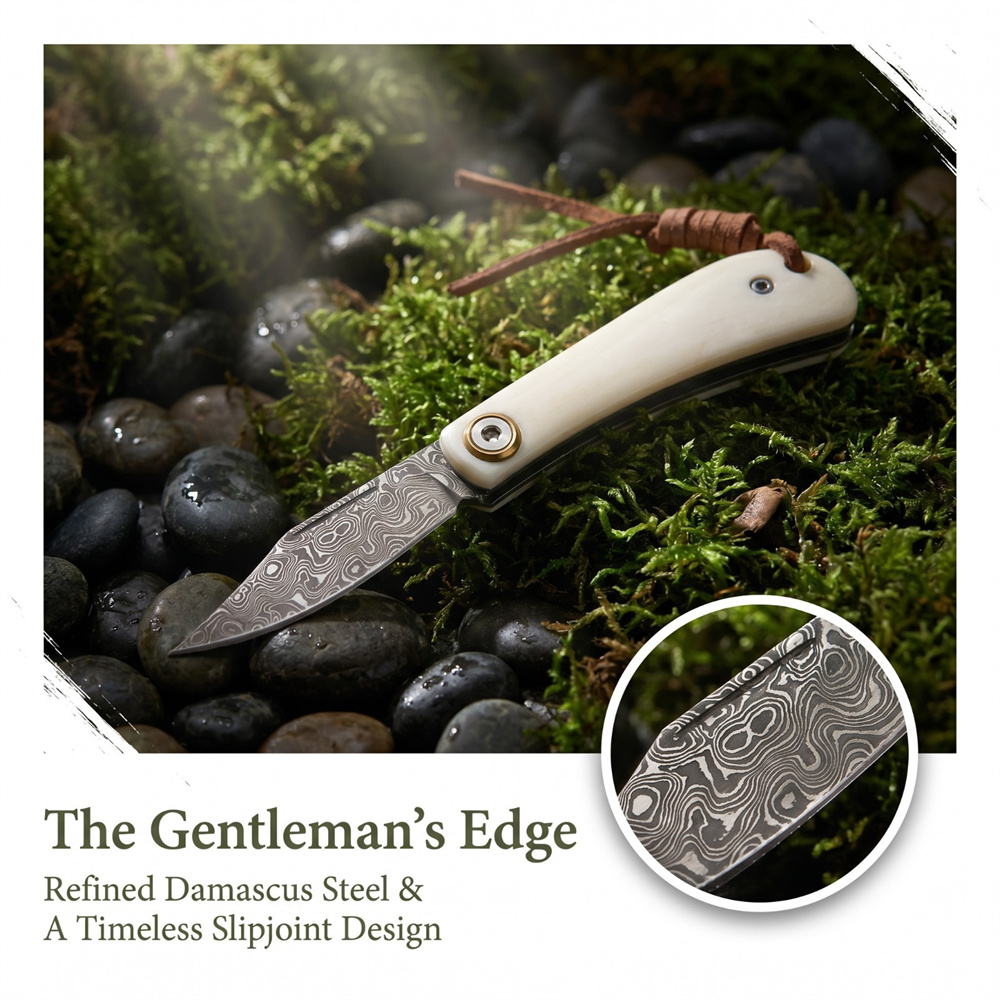 มีดพับวินเทจลายดามัสกัสขนาดกะท - Vintage Collectible Knife บทวิจารณ์และราคา