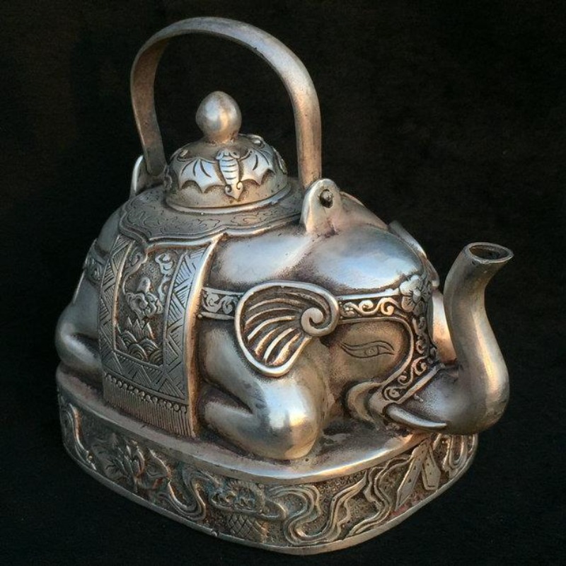 รูปปั้นช้างแกะสลักโบราณ กาน้ำช - Collectible Vintage Wine บทวิจารณ์และราคา